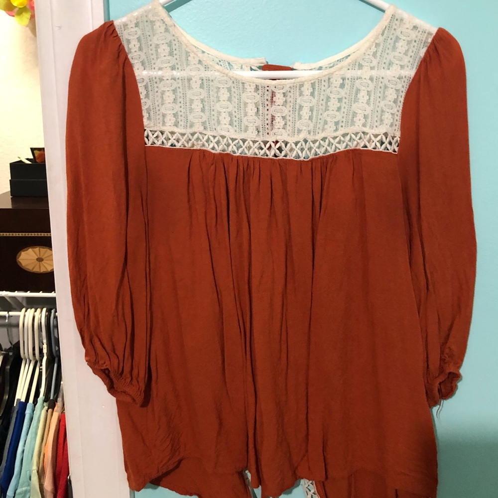 Entro Orange and White Top